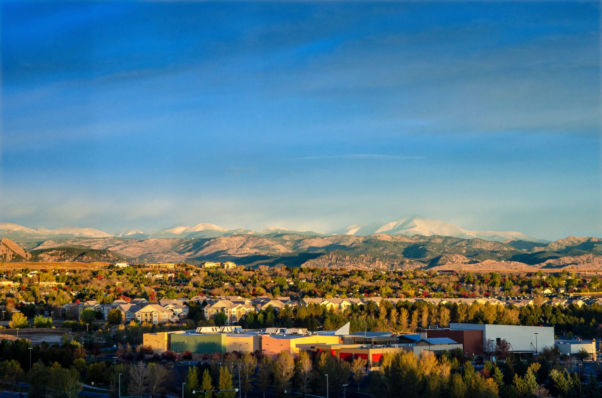 Panorama of Broomfield, Colorado and the Flatiron Mountain Range