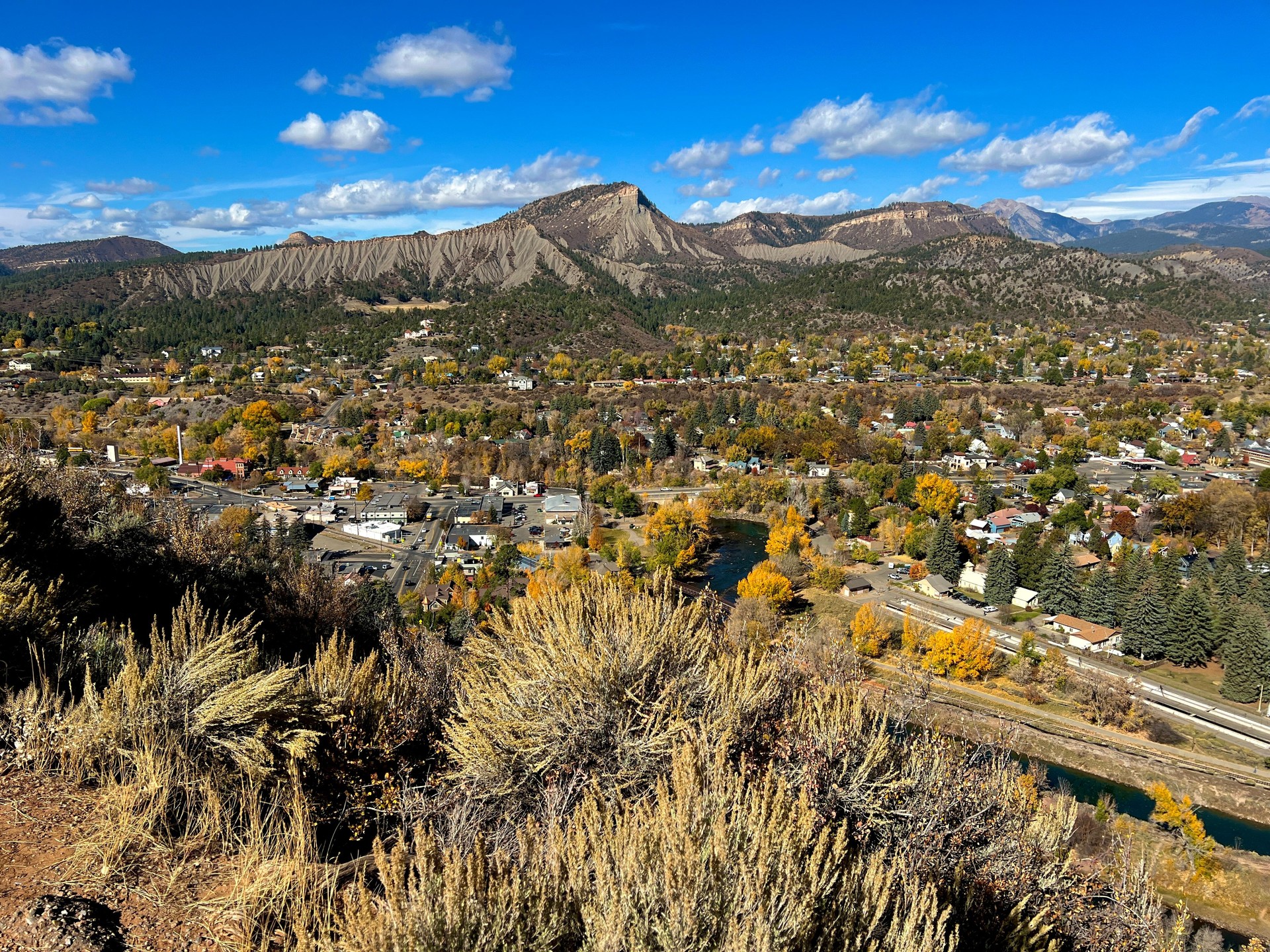 Beautiful view of Durango, Colorado during fall foliage season